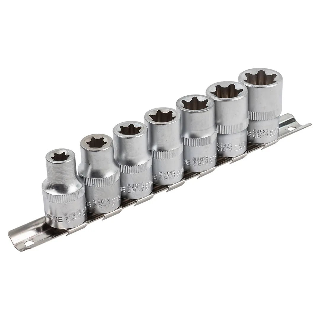 Набор головок Е-профиль 7 пр. 1/2'' E10-E22, на планке RockForce RF-4073