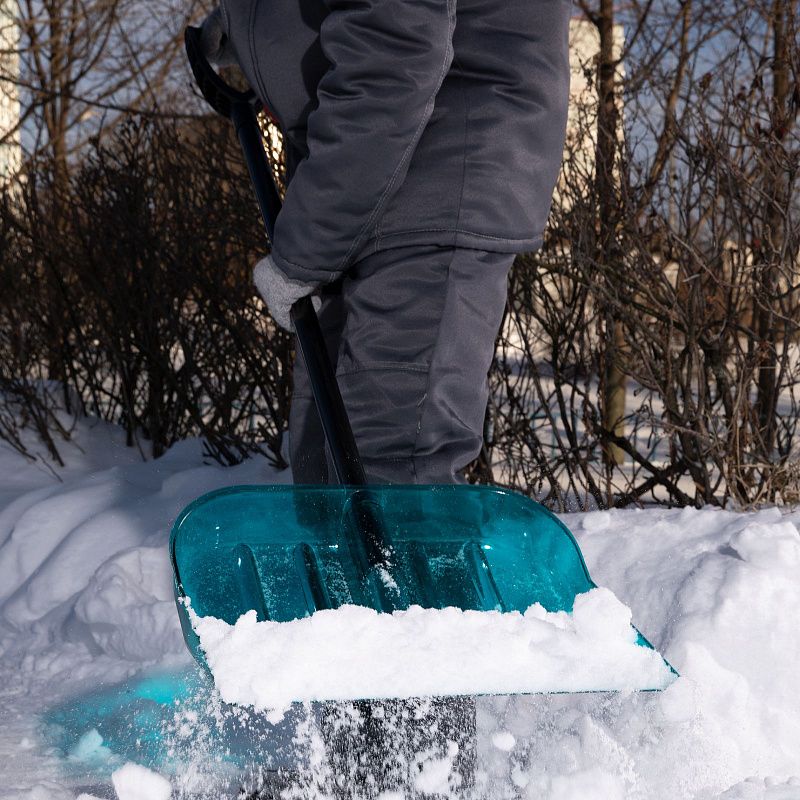 Лопата для уборки снега поликарбонат, 460 x 400 x 1430 мм, алюминиевый черенок, Luxe, Palisad 61636