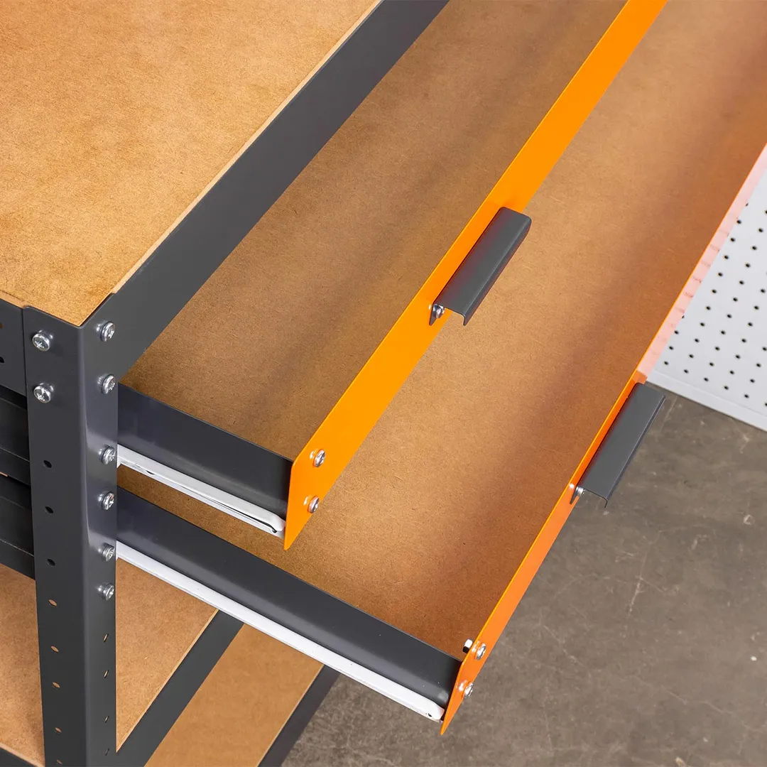 Верстак металлический 1000х400х1400 мм с двумя выдвижными полками Forsage F-WT00306