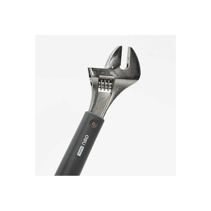 Ключ разводной Deli HS EHT1508, 210 мм, раскрытие губок 0-28 мм, Soft Touch, черный