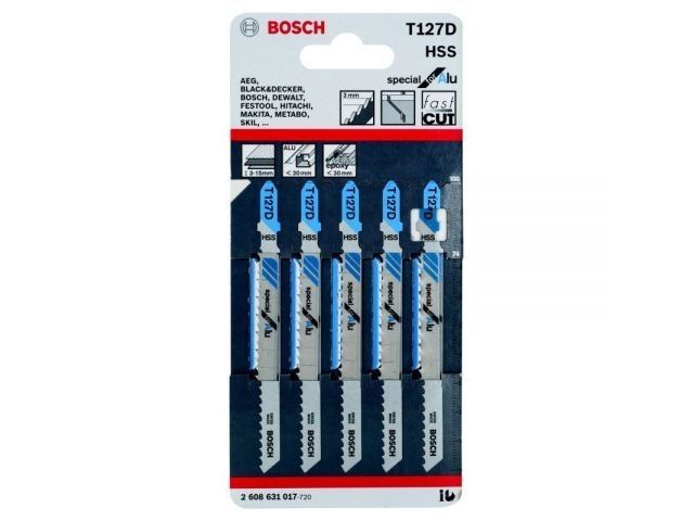 Пилка лобз. по алюминию T127D, 5 шт., пропил прямой, тонкий, быстрый рез Bosch 2.608.631.017