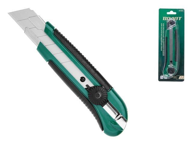 Нож пистолетный с выдвижным лезвием 25 мм, корпус ABS, TPR покрытие, с магнитом ВОЛАТ 24103