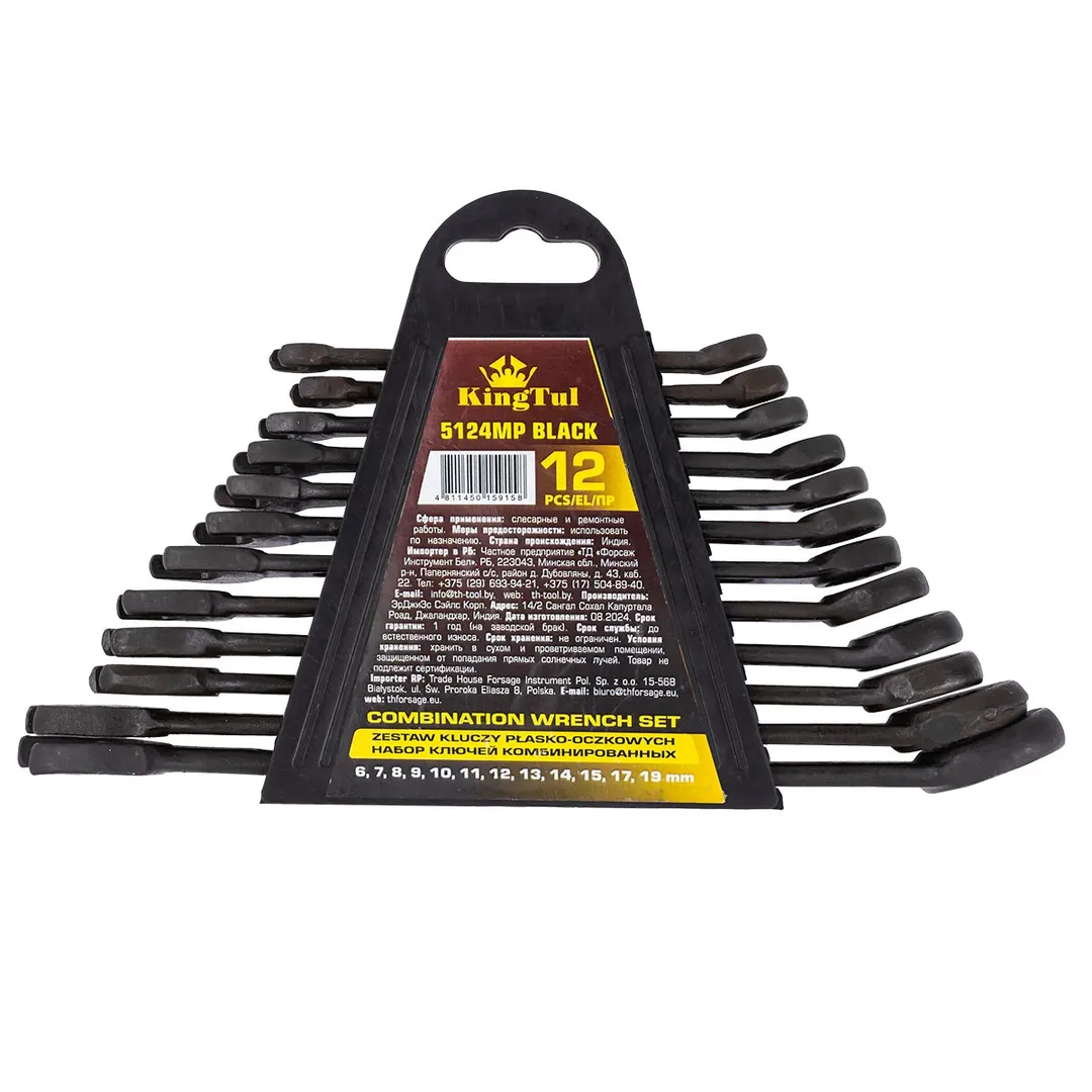 Набор ключей комбинированных 6-19 мм 12 пр KINGTUL KT-5124MP Black