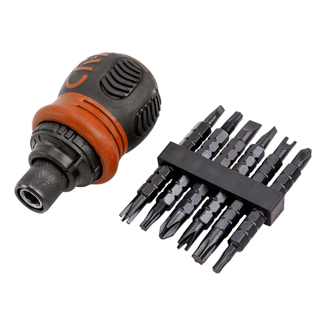 Отвертка реверсивная в комплекте с двусторонними битами FORSTIME FT-32807MR