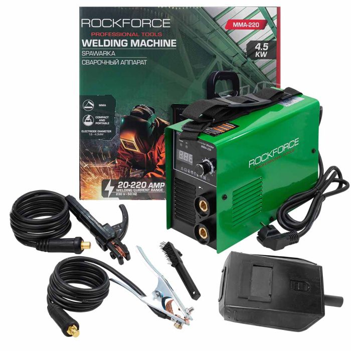 Сварочный аппарат 4.5кВт, 230В, Ø электрода 1.6-4 мм, сварочный ток 20-220А RockForce RF-MMA-220