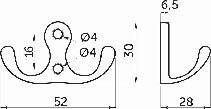 Крючок меб. двухрожковый мет. WP19 черный матовый GRIDLI 57289