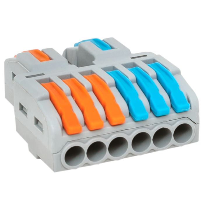 Строительно-монтажная клемма СМК 222-426 разветвительная 6 выходов 0,08-4 мм2 EKF plc-smk-422-6