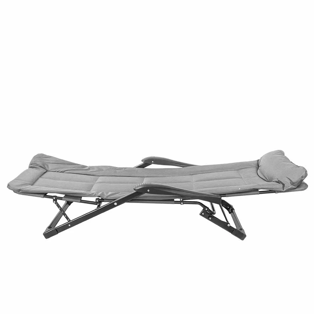 Шезлонг складной с подлокотниками на мягкой основе светло-серый 1780х670х300 мм, макс. нагрузка 200 кг WMC TOOLS WMC-FG-HY-8000LGR