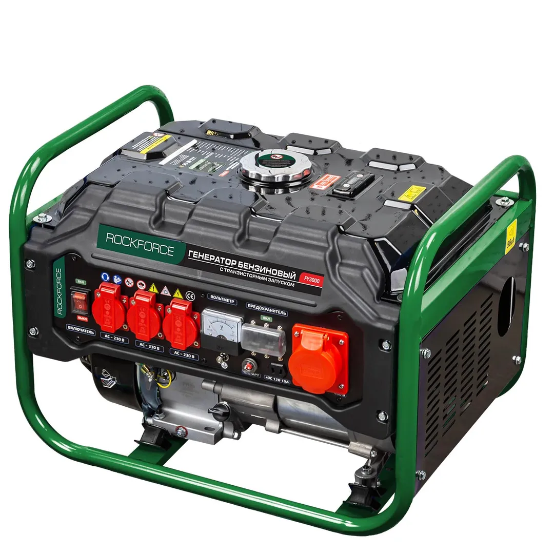 Генератор бензиновый с транзисторным запуском 15 л, 830-2500Вт, 7 л.с. RockForce RF-FY3000