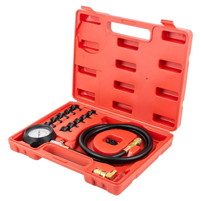 Тестер давления масла в комплекте с резьбовыми переходниками 12 пр, 0-10Bar ForceKraft FK-912G1