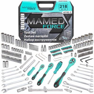 Набор инструментов 218 пр. 1/4"&3/8"&1/2", 6-гр. MAMEDFORCE MF-42182-5