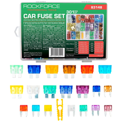 Набор автомобильных плавких флажковых предохранителей от 2А до 40А 301 пр RockForce RF-FS-40(83148)