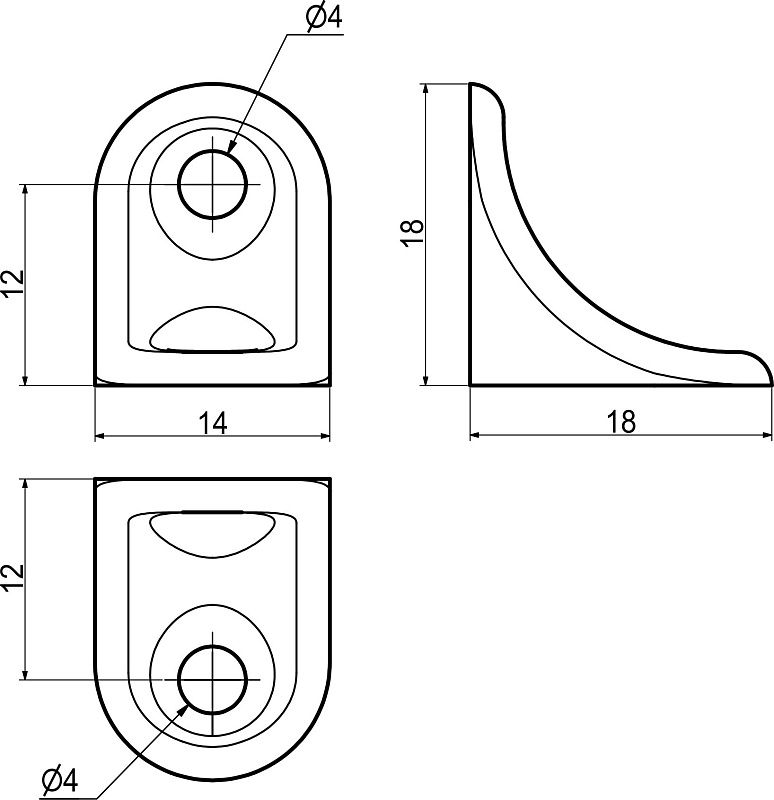 Уголок полкодержатель 18х18х14 никель, 1 упак 100 шт., AKS 126868