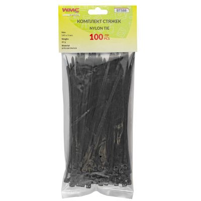 Стяжка нейлоновая 145х3 мм, 100 шт./к-т WMC TOOLS WMC-BT588