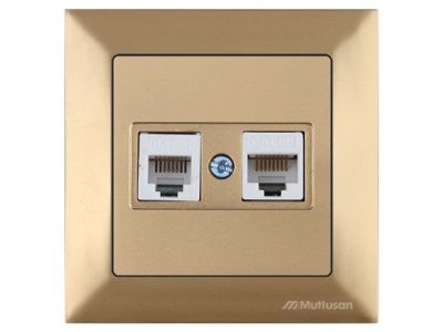 Розетка телефонная + компьютерная (RJ12+Cat5e, скрытая) золото, DARIA, (Cat-3 (RJ 12) 4-pin + (RJ 45) 8-pin) Mutlusan 21201390180