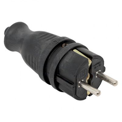 Вилка прямая каучуковая 230В 2P+PE 16A IP44 EKF PRO RPS-011-16-230-44-r