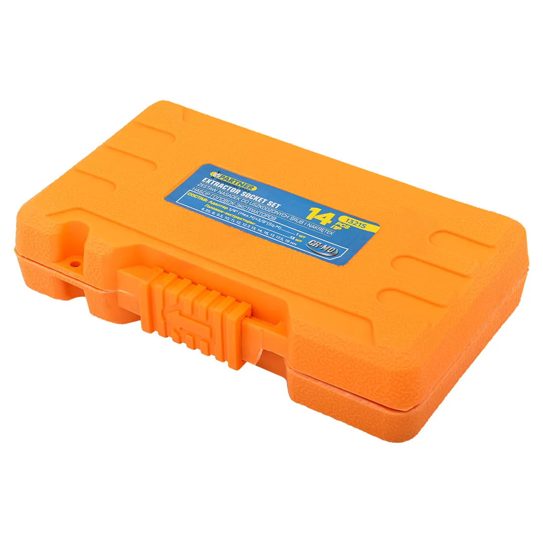 Набор головкок-экстракторов для извлечения поврежденных болтов/гаек 14 пр Partner PA-1321S