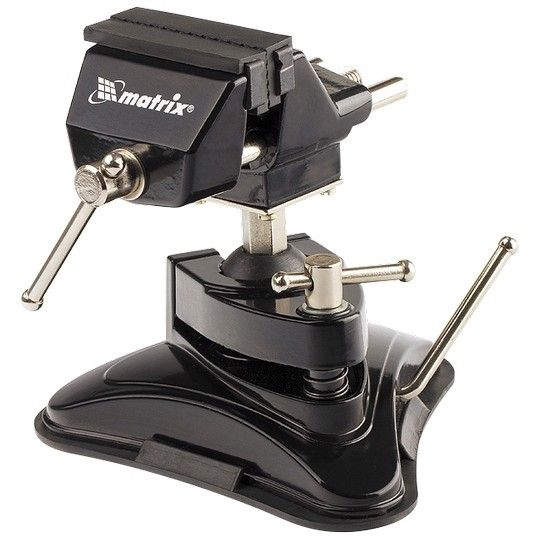 Тиски настольные резиновая вакуумная присоска, шарнирный механизм, ширина рабочих губок 70 мм Matrix 18506