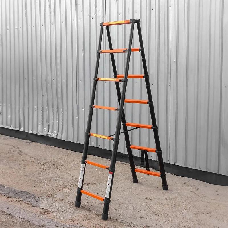 Стремянка телескопическая алюм. бытовая 2 м, 7+7 ступ. ISMA ISMA-UP200-2