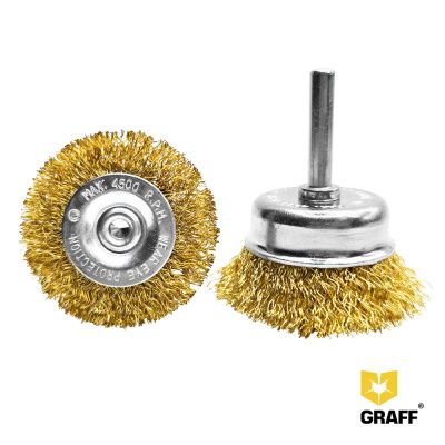 Гофрированные щетки по металлу для дрели набором из 2 штук GRAFF (диаметр хвостовика 6,3 мм) 30404