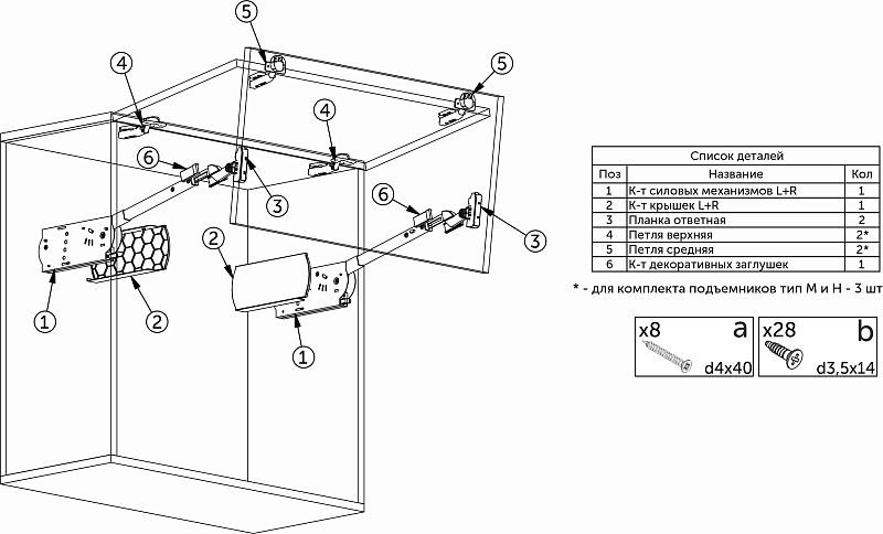 Подъемный механизм верхний LD с доводчиком на две двери ZEVS графит PRIME by AKS 114409