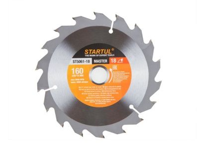 Диск пильный 160х20/16 мм 18 зуб. по дереву STARTUL ST5061-18