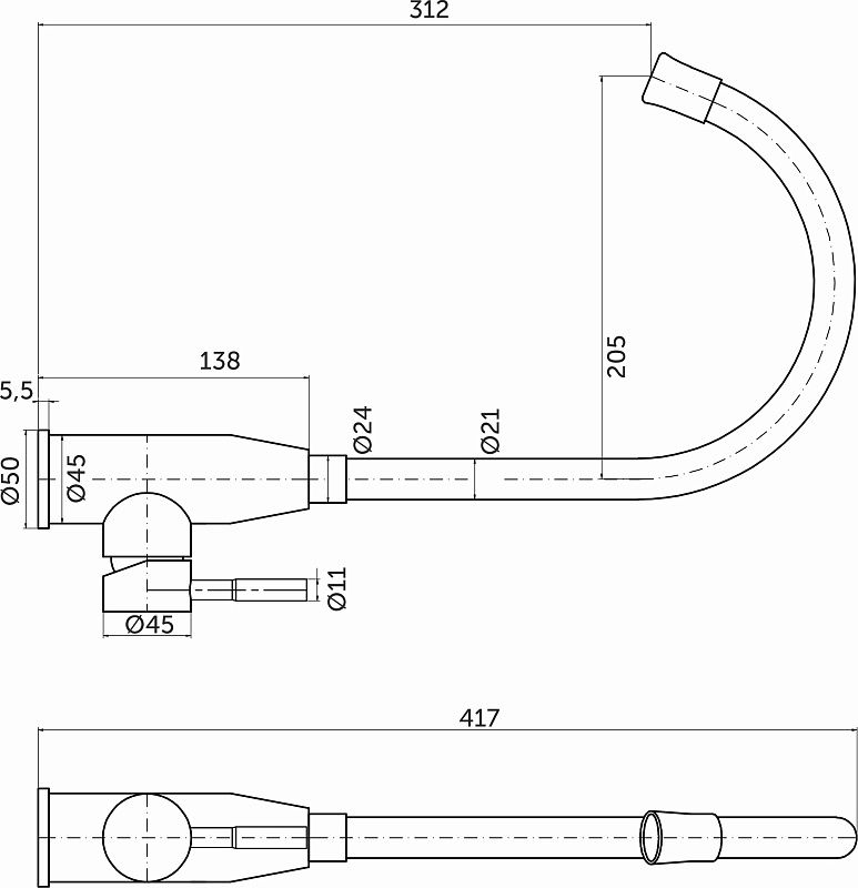 Смеситель для кухни однорычажный гибкий, HDС-8103, белый, AKS 117681