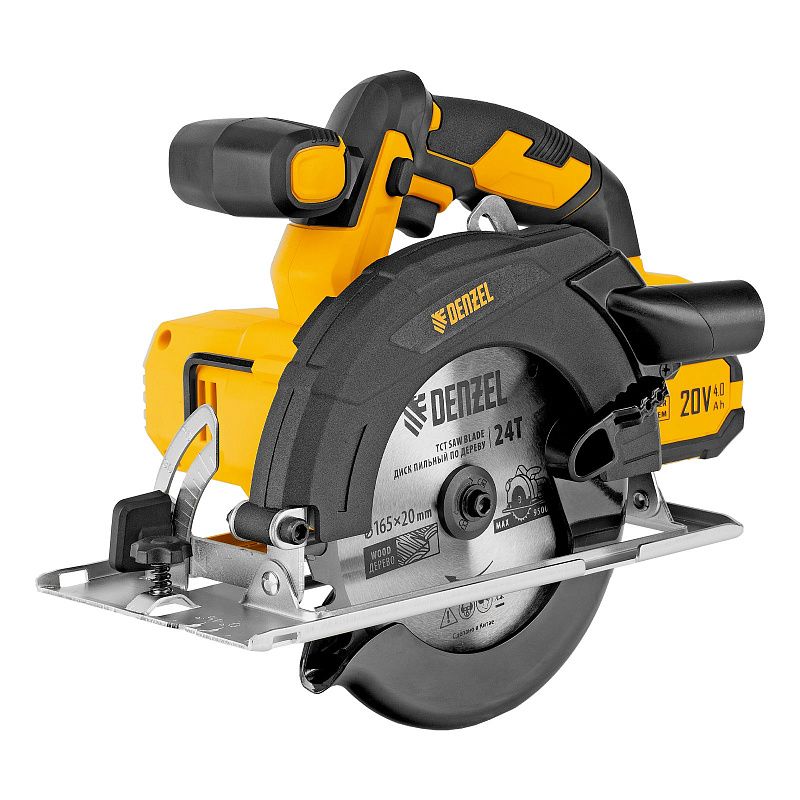 Пила циркулярная аккумуляторная CCSH-20-165, 165 мм, Li-Ion, 20 В Denzel 27405