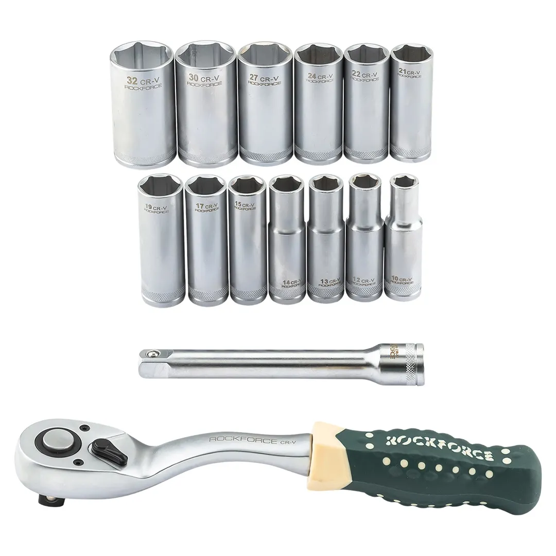 Набор глубоких головок 10-32 мм 1/2'' 6-гр 15 пр RockForce RF-4157 MSA