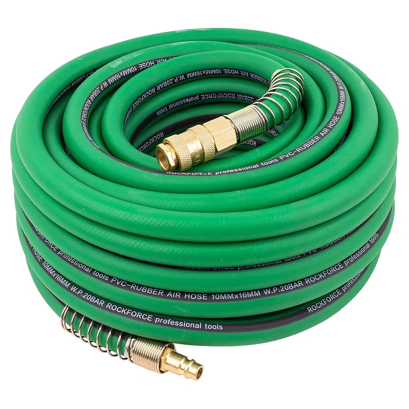Шланг резиновый воздушный армированный с быстросъемами 10х16 мм, 15 м RockForce RF-ES-1510