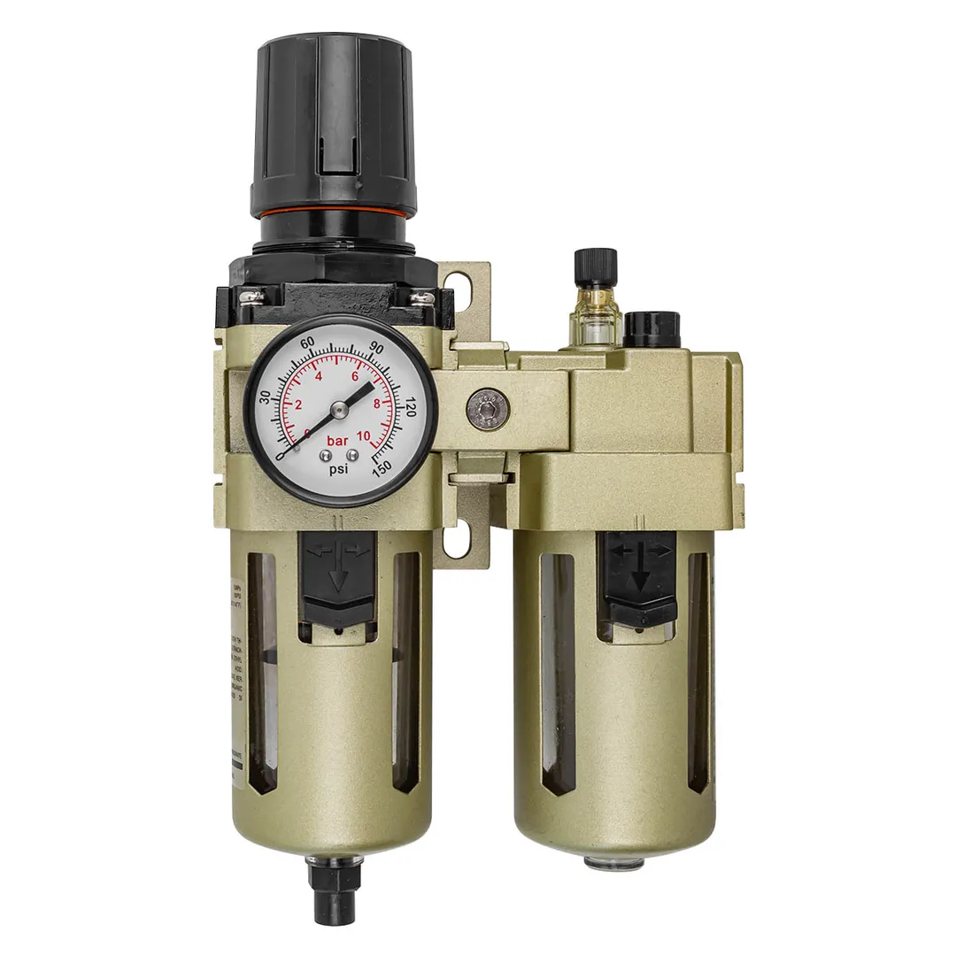 Блок подготовки воздуха, фильтр-регулятор + лубрикатор, 3/8", с автоматическим сливом RockForce RF-AC4010-03D