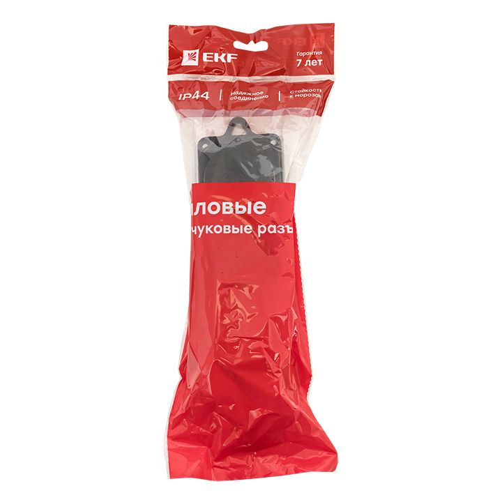 Розетка (колодка) трехместная с защит, крышками каучуковая 230В 2P+PE 16A IP44 EKF Марс RPS-015-16-230-44