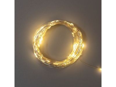 Гирлянда "Роса" 10м, 100LED, IP44, цвет свечения теплый белый, С пультом управления, 8 режимов. Тип питания: батарейки 3хАА Neon-Night 303-256