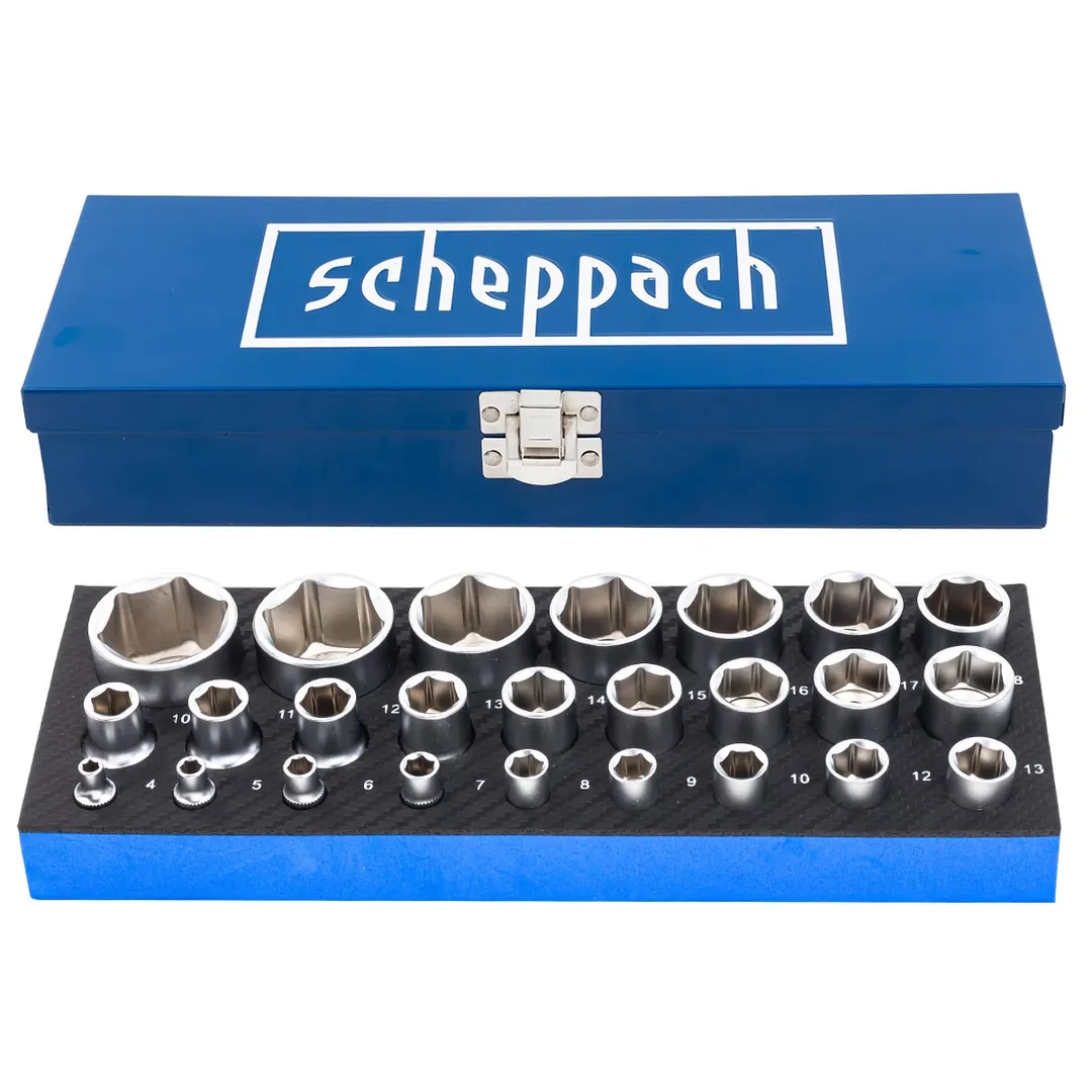 Набор головок 1/4''&1/2'' 25 пр. 6-гр. 4-32 мм Scheppach Sch-50121G