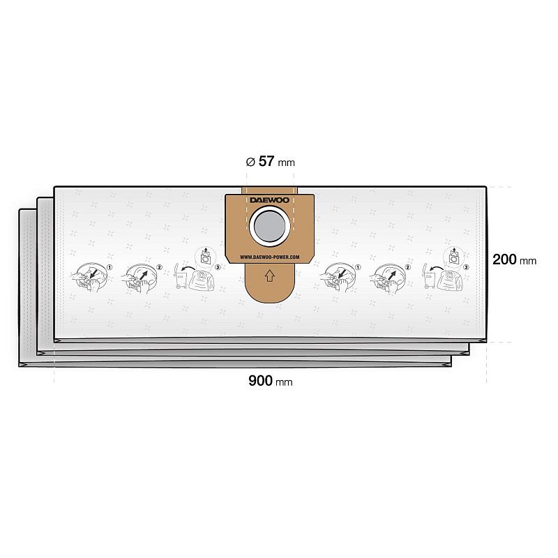 Фильтр-мешок синтетический DAVC 20TBH ( 3 шт.) Daewoo Power DAVC 20TBH