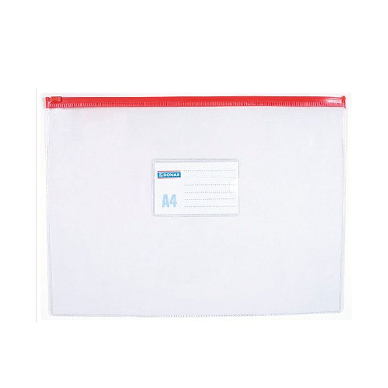 Папка-конверт на молнии "Donau", A4, прозрачный (ассорти)