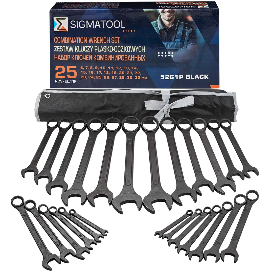 Набор комбинированных ключей 25 пр, 6-28, 30, 32 мм SIGMATOOL Sigmatool-5261P BLACK