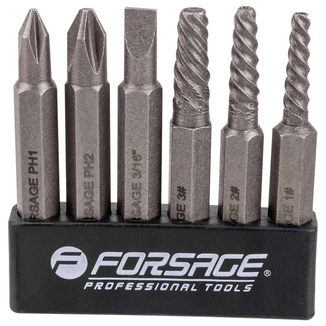 Ударно-поворотная отвертка с набором бит и экстракторами резьбы 7 пр Forsage F-5064V
