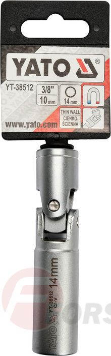Головка свечная с шарниром 3/8'' 14 мм L63 мм CrV Yato YT-38512