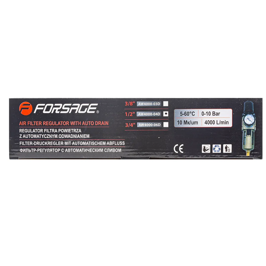 Фильтр-регулятор 1/2" с индикатором давления и автоматическим сливом Forsage F-AW4000-04D