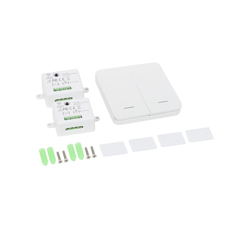 Выключатель беспроводной, с реле, 2 клавиши, белый, AKS 124640