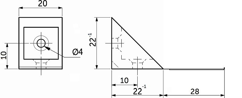 Уголок пластиковый одинарный 20*20 с крышкой совместно венге/шоколад 04, уп/20 шт, AKS 123309