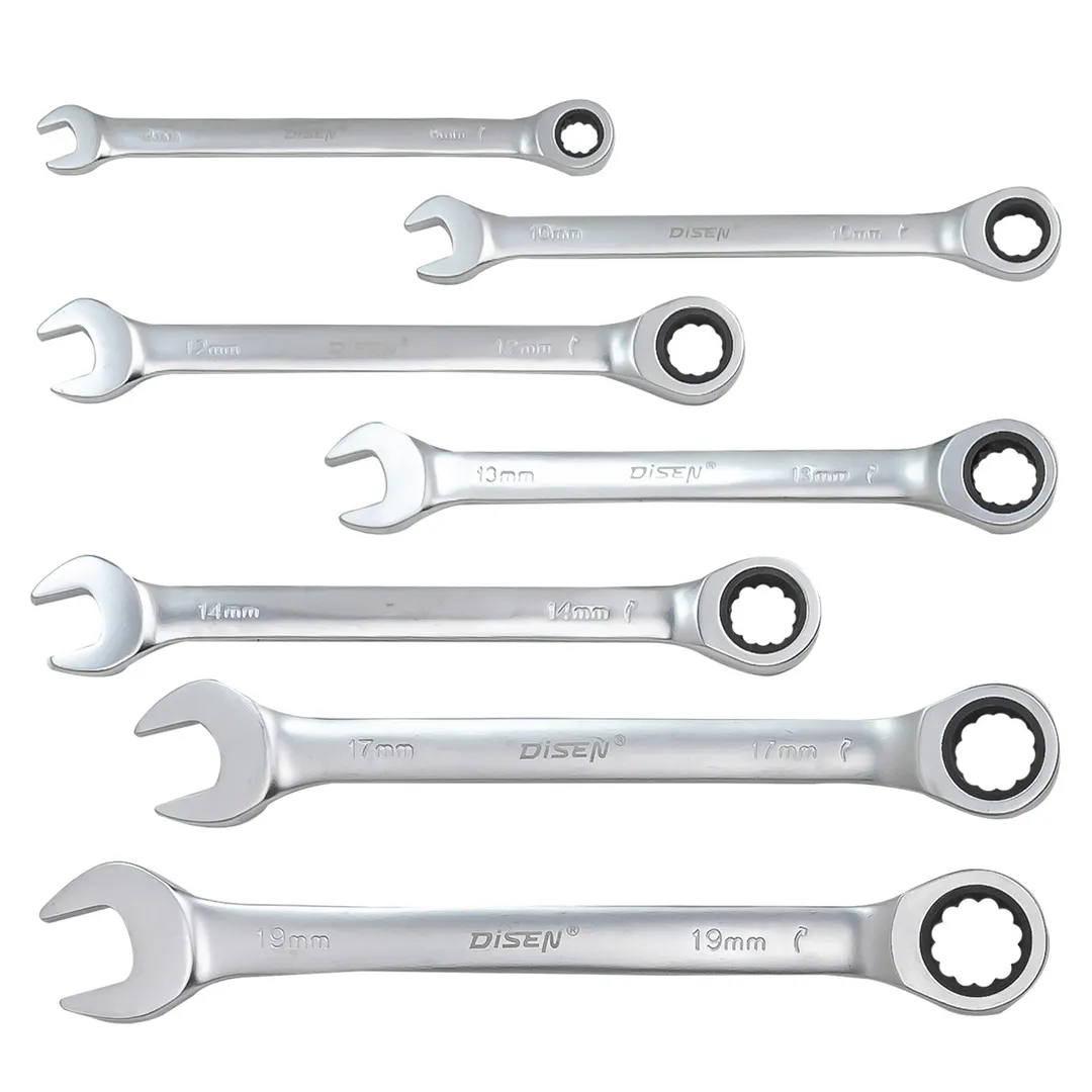 Набор ключей трещоточных 8-19 мм, 7 пр. DISEN DSD1515