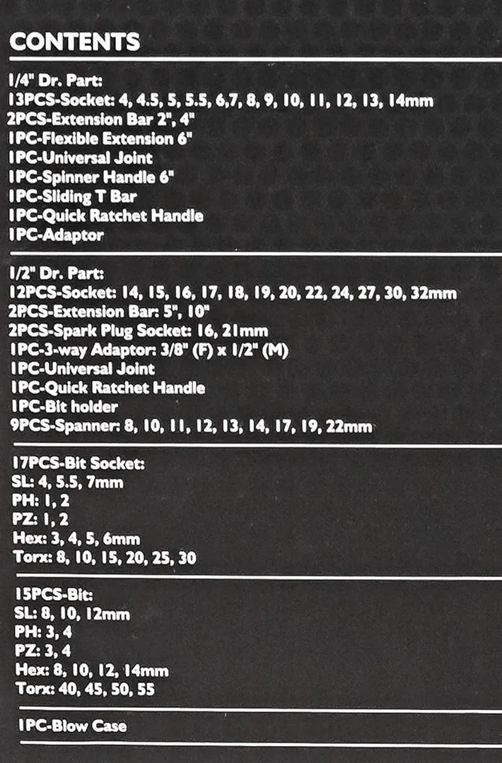 Набор инструментов 82 пр. 1/4''&1/2'' 6-гр. JCB JCB-4821-5