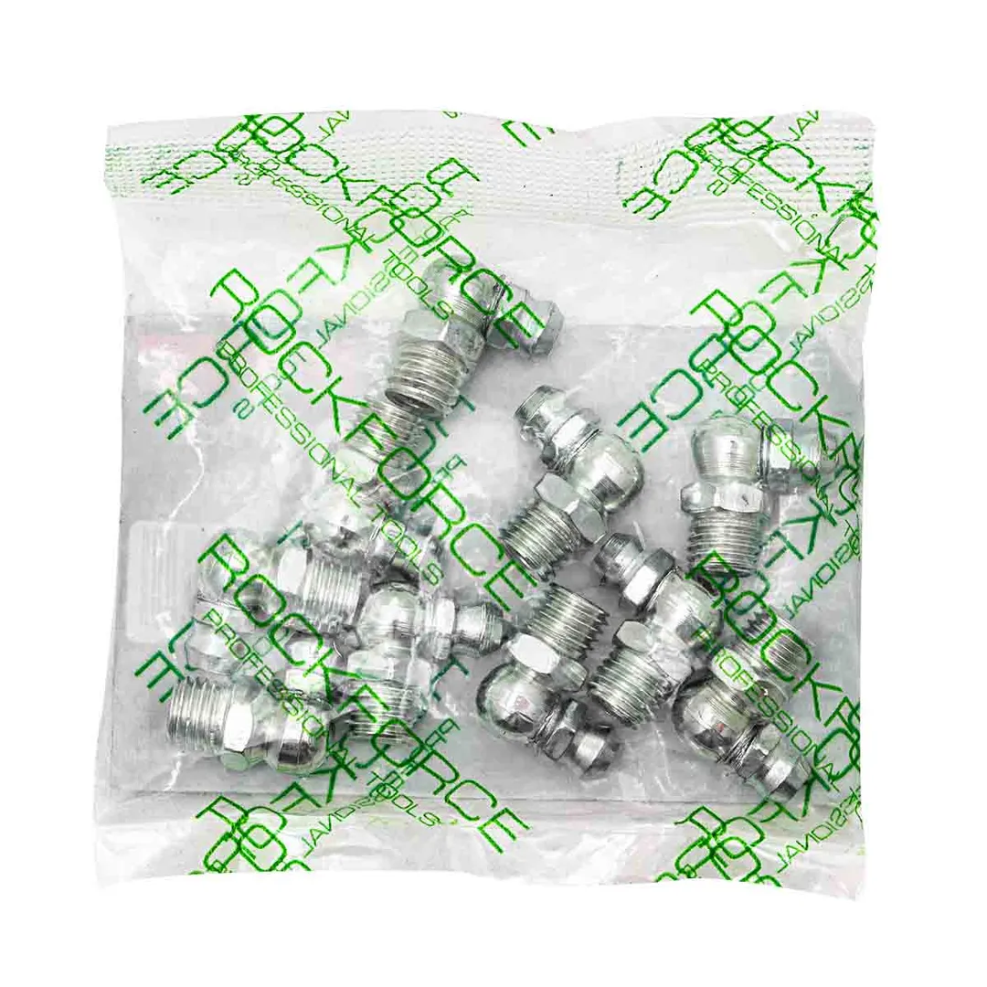 Пресс-масленка 8 мм угловая, 90°, комплект 10 шт. RockForce RF-GN-01-90-8MM