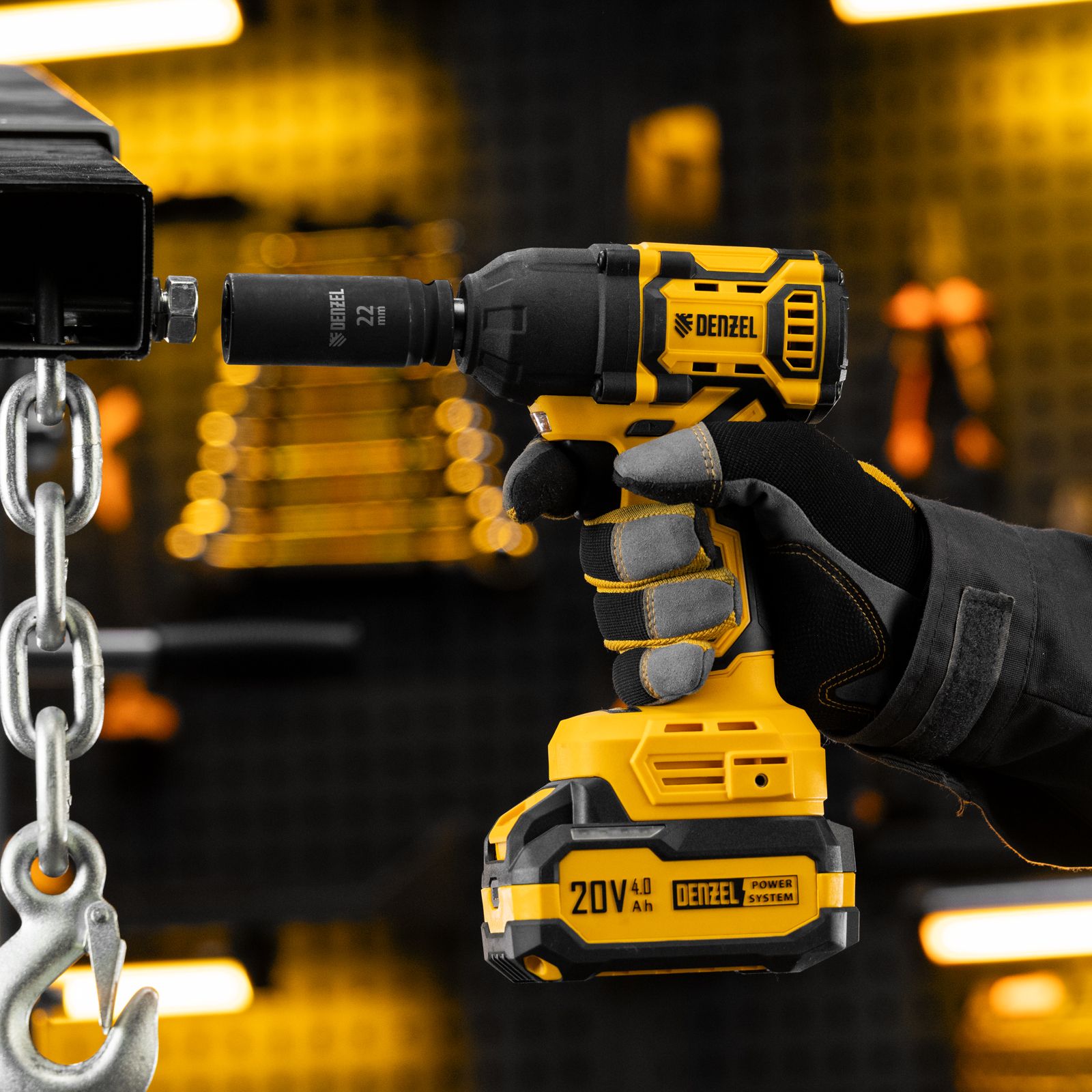 Гайковерт ударный аккумуляторный бесщет. CIWH-BL-20-500, Li-Ion, 20 В Denzel 26524