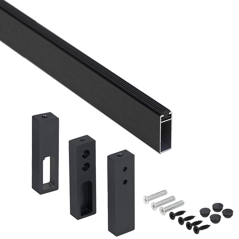 Штанга гардеробная прямоуг. FAME L-1000 с проходным и концевыми держателями, черный браш AKS 121277