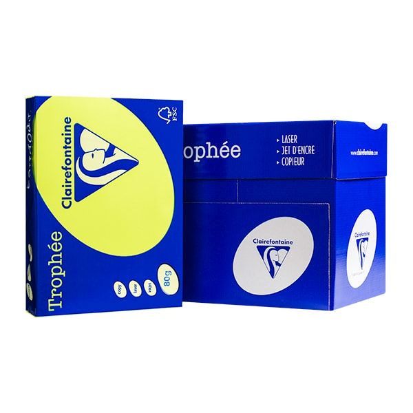 Бумага цветная "Trophée", А4, 500 листов, 80 г/м2, желтый неон