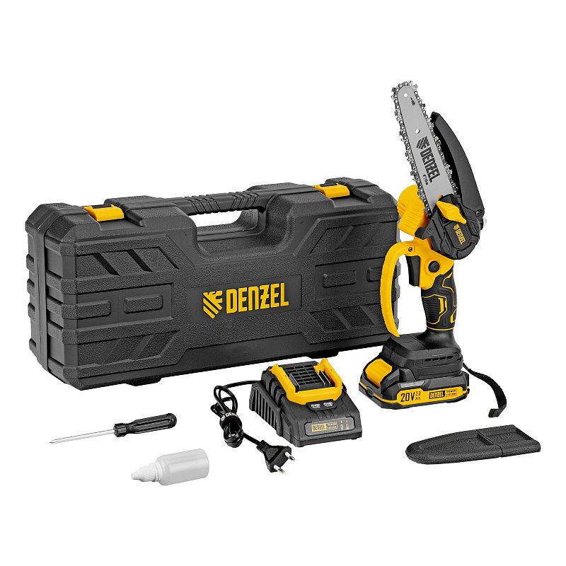 Цепная мини-пила аккумуляторная бесщет., CCS-150, шина 150 мм, Li-Ion, 20 В Denzel 58650