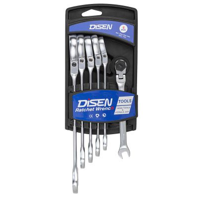 Набор ключей трещоточных с шарниром 8-17 мм, 6 пр. DISEN DSH1504F